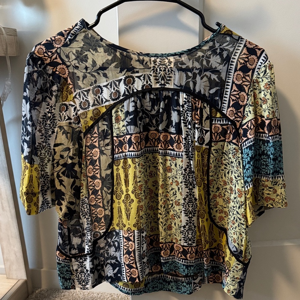 Anthropologie Multicolor Patchwork Blouse - image 1